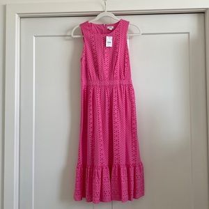 WOMENS J CREW Pink Eyelet Midi Dress